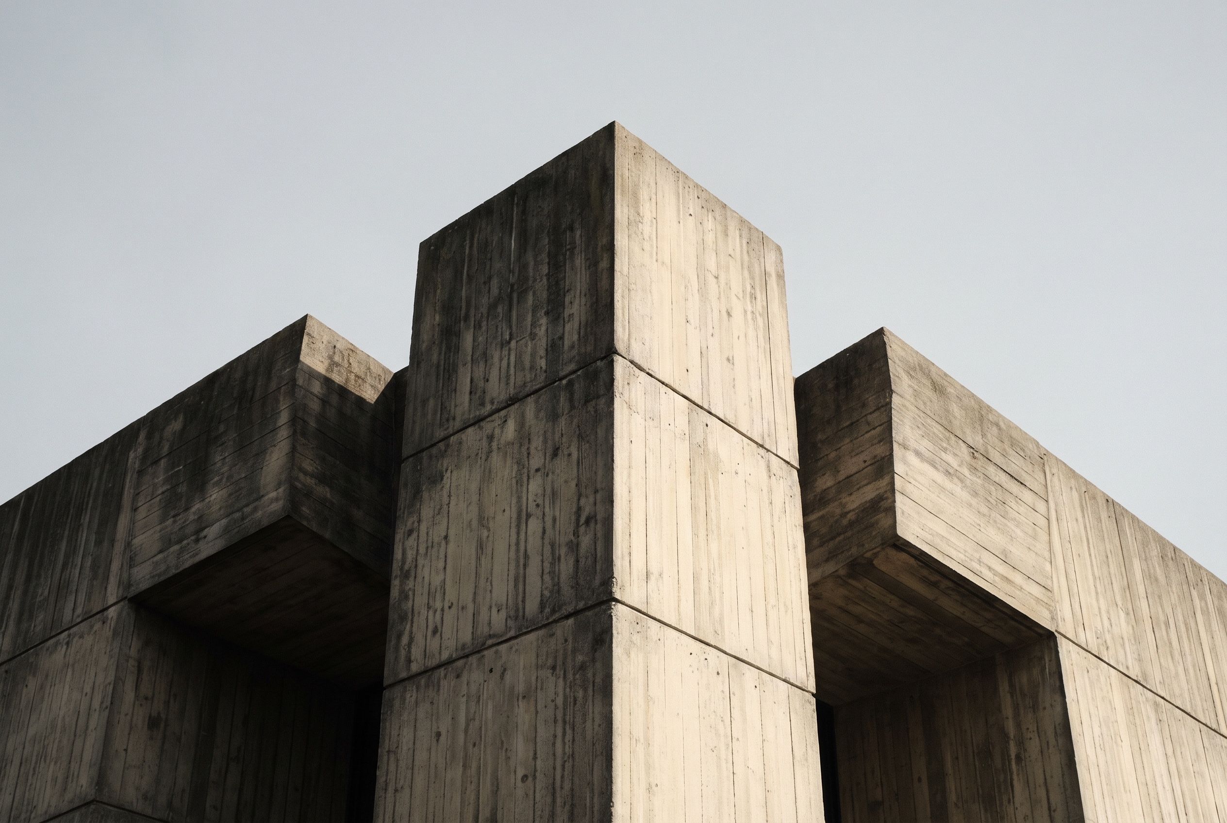 A brutalist concrete building