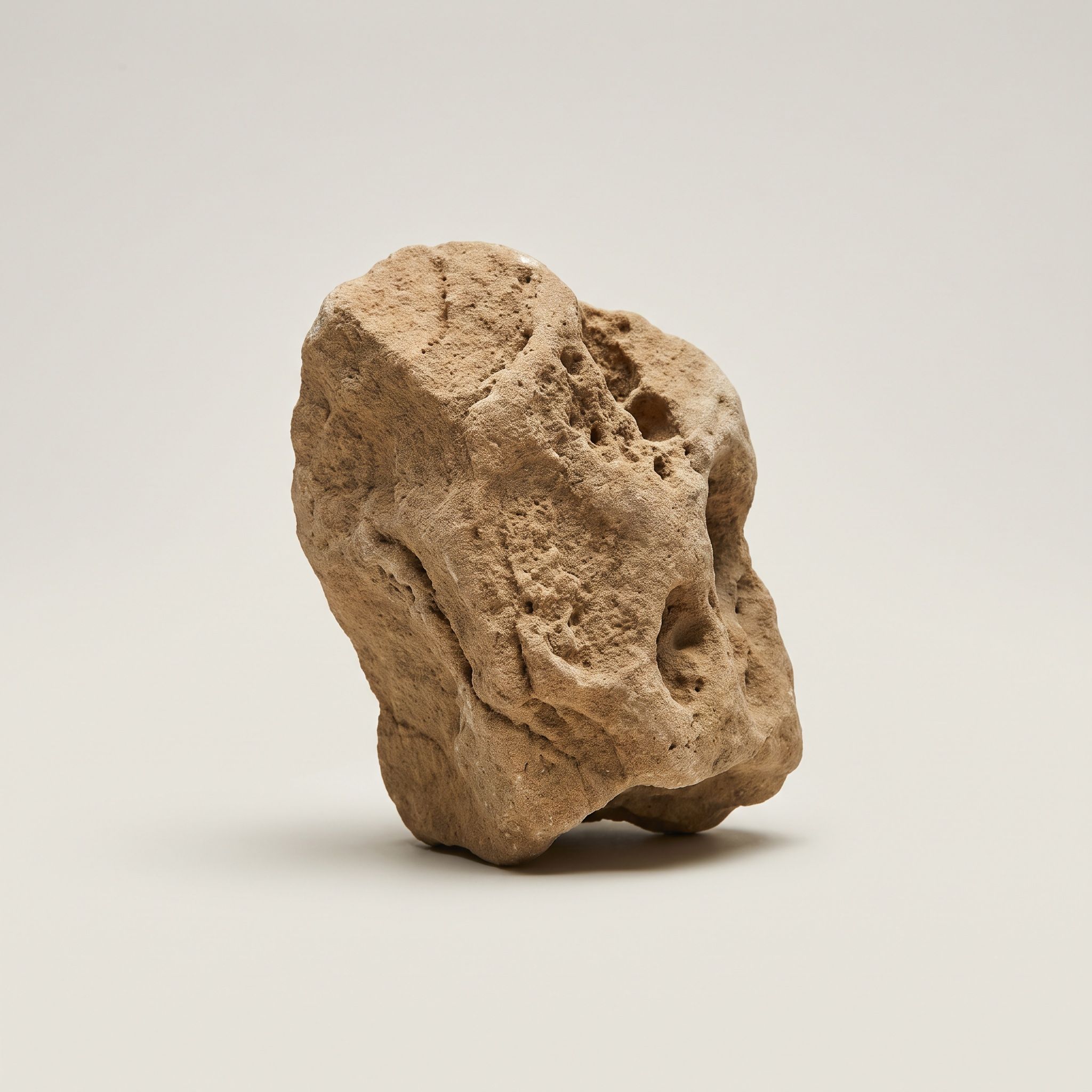 A rough tan sandstone sculpture